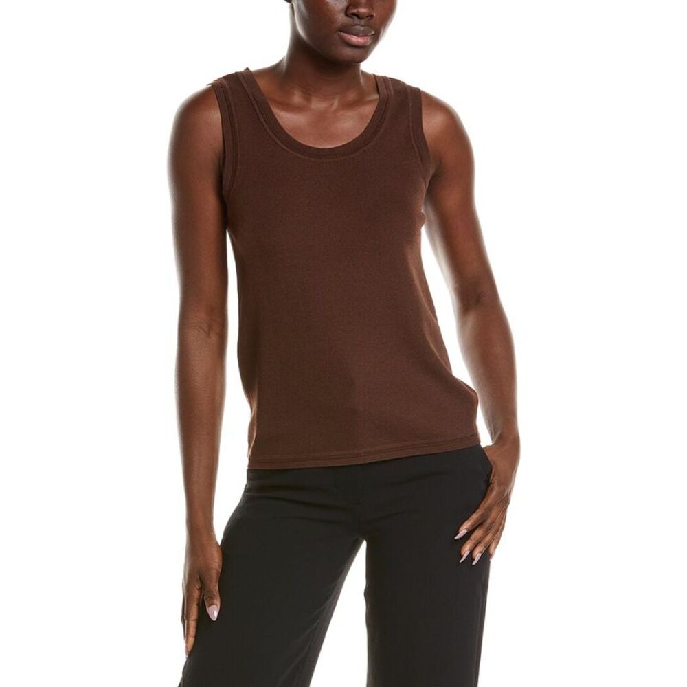 Anne Klein Womens  Scoop Neck Tank, Brown